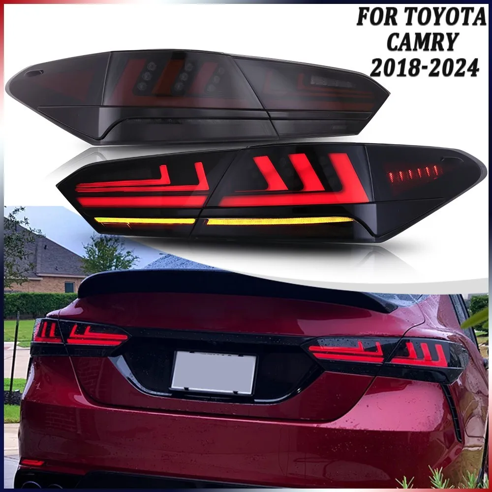 

1Set Smoke LED Tail Lights Assembly For Toyota Camry Sedan 2018-2024 Turn Signal Rear Brake Lamps Accessories Plug and Play