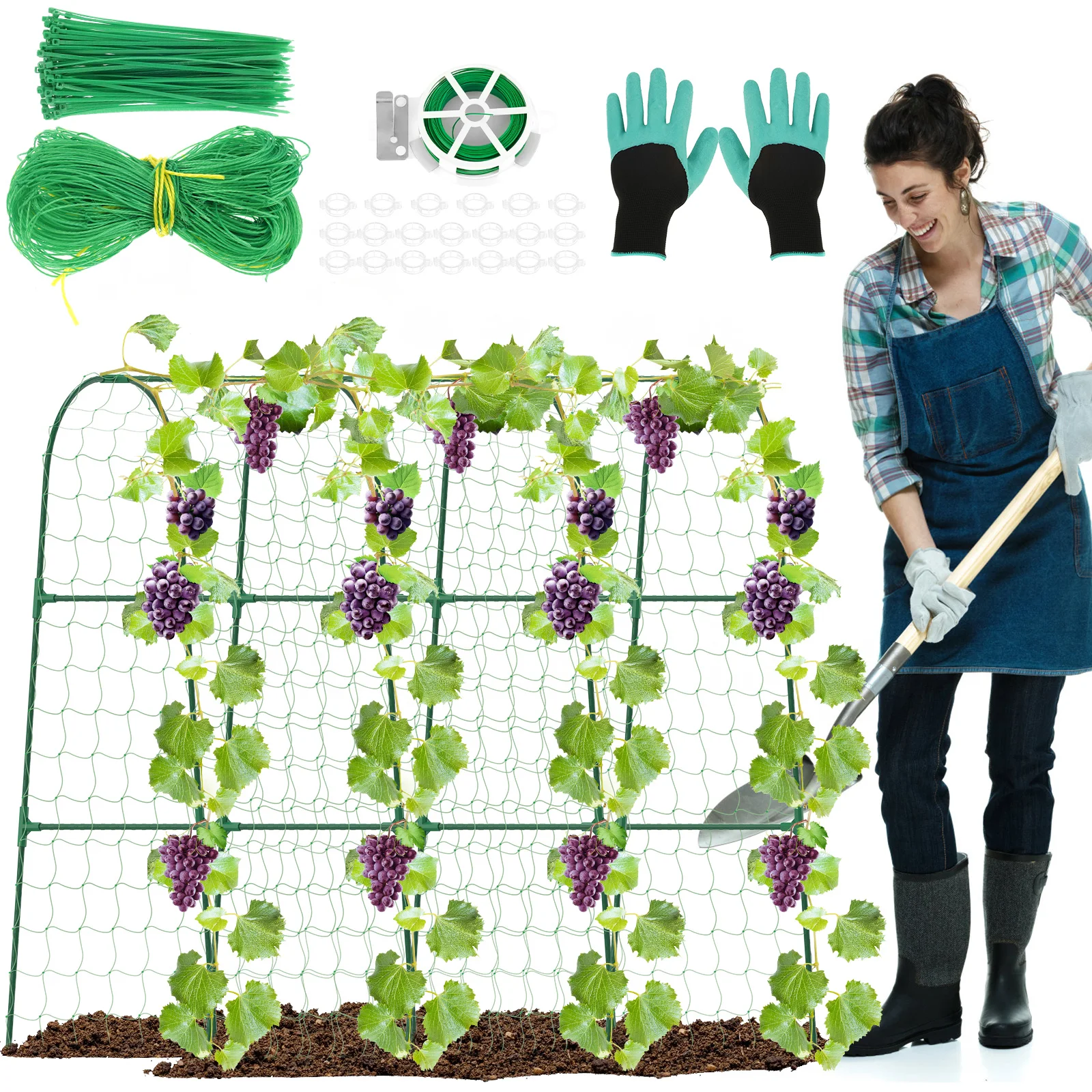 Vegetable Plant Climbing Frame Raised Bed U Shape Vine Cucumber Support Stakes Tomatoes Grapes Growth Trellis Sturdy