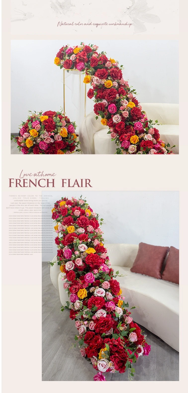 Maßgefertigte Fuchsia-Seidenrosen-Kunstblumenkugel für Hochzeitsbogen, Blumenreihe, Bühnenhintergrund, Tischdekoration, Event-Dekorationsrequisiten – Detail 2
