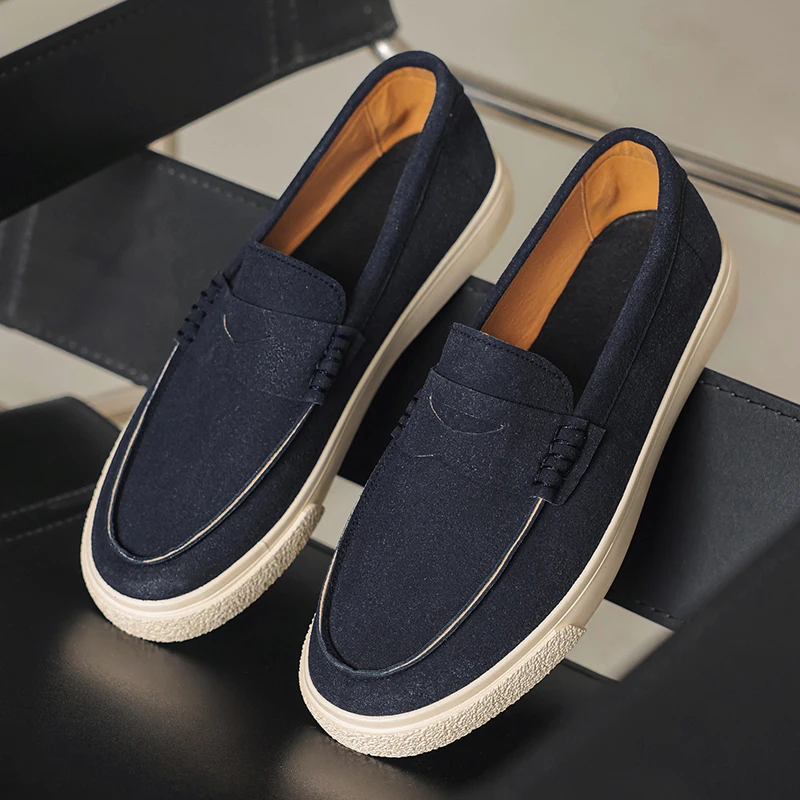 Fashion Platform Men Loafers Comfortable Mens Casual Shoes Lightweight Slip on Walking Sneakers Breathable Flats Driving Shoes