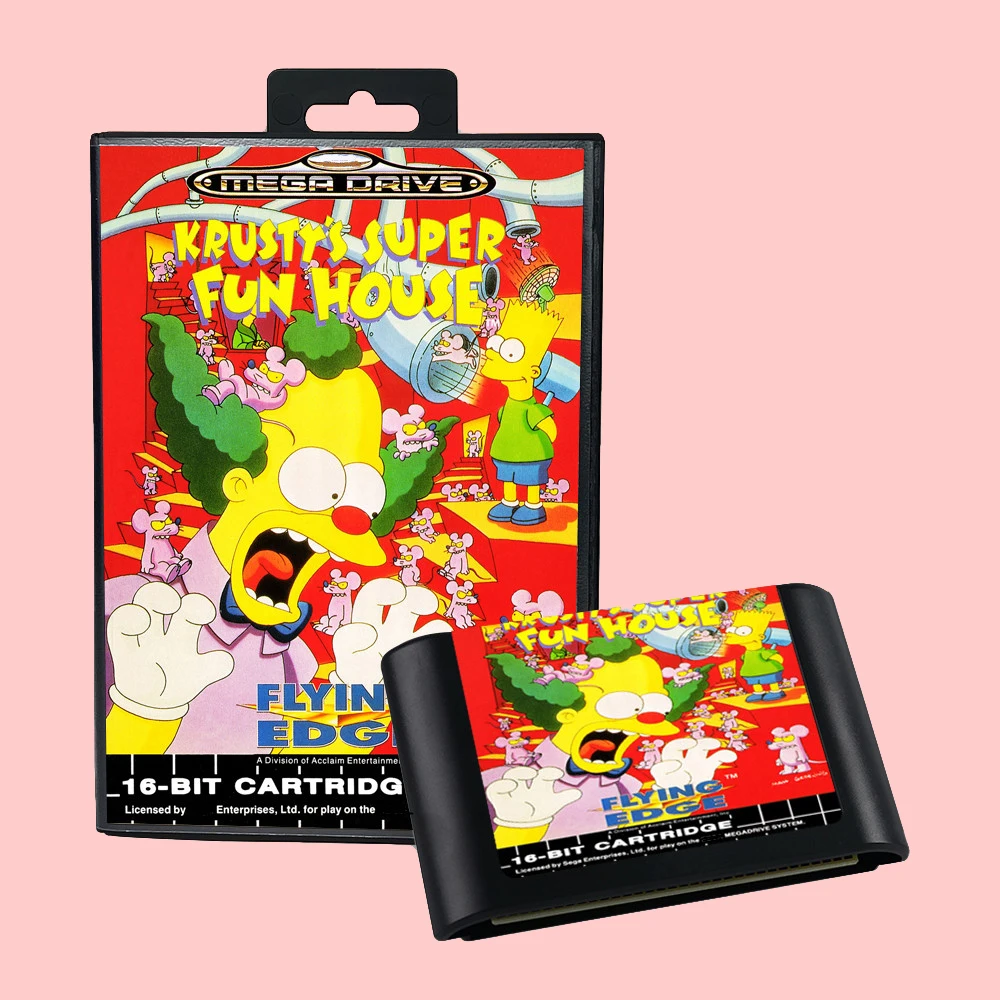 Krusty's Fun House EUR-Version Spielkartenbox-Handbuch für 16-Bit-Sega MD MegaDrive Genesis-Konsolen