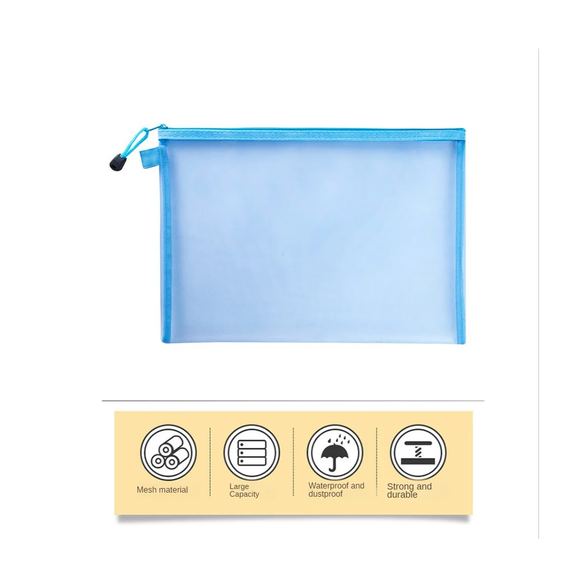 5 قطعة شبكة زيبر الحقيبة واضح وثيقة حقيبة كتاب ملف المجلدات القرطاسية مقلمة أكياس التخزين 5 ألوان A6(19X11Cm)