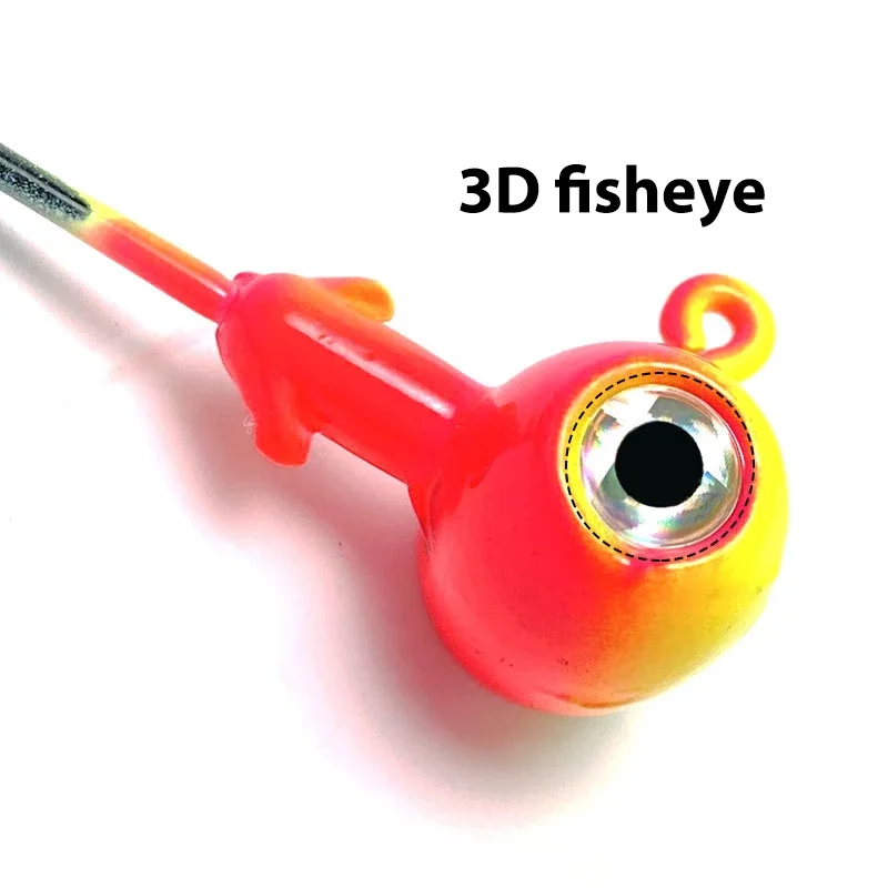 Conjunto de 5 gancho de cabeça com olhos de peixe 3d, acessórios de pesca, 3.5g/5g/7g/10g/14g