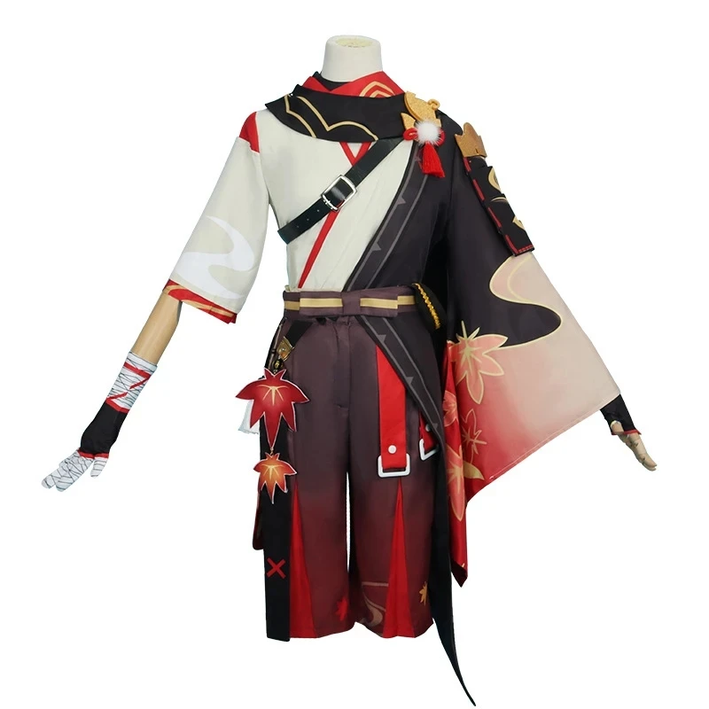 Disfraz de Kazuha Yuanshen Impact para hombre, Cosplay de Kaedehara Kazuha, uniforme de impacto, peluca, fiesta de Halloween