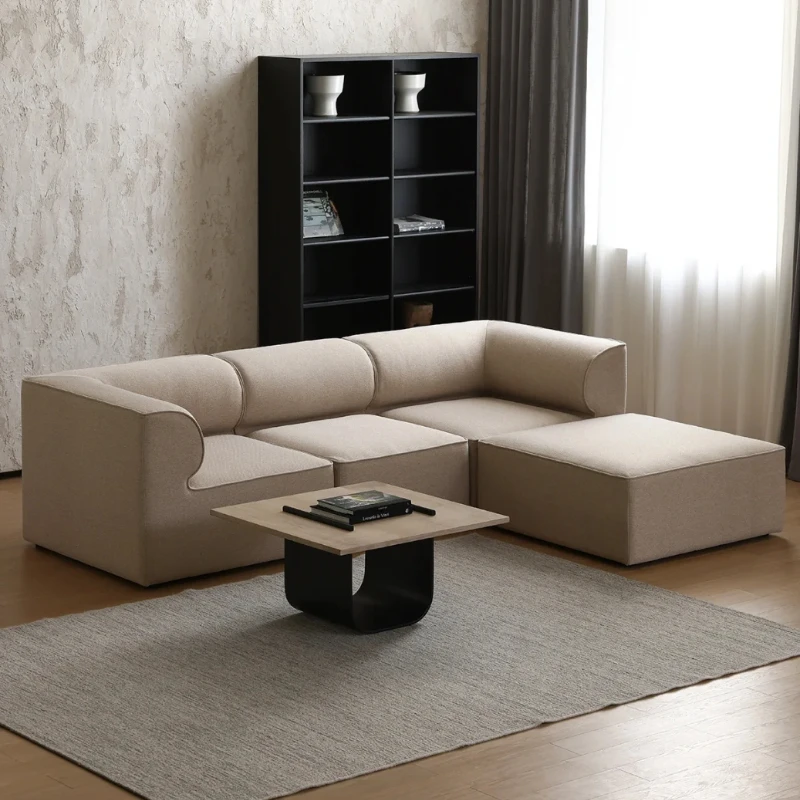 

Nordic module sofa Danish eaves design small apartment living room tofu block fabric combination straight row three people