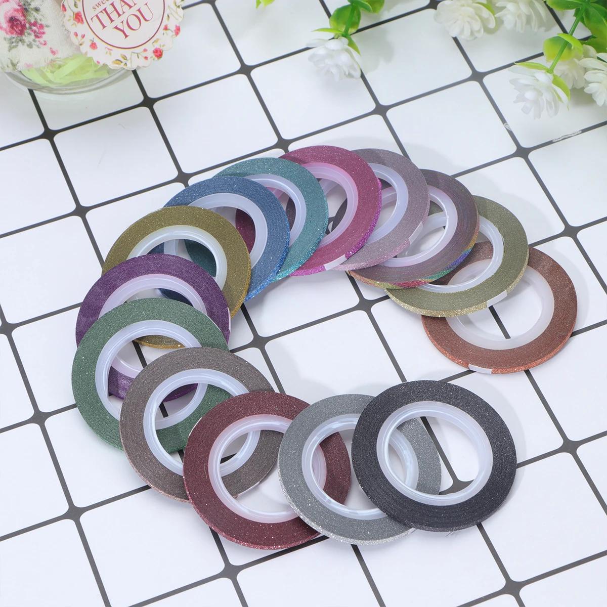 

14 Rolls Nail Stickers Glitter Strips Labels Tape DIY Tool Adhesive Nails Fingernail Manicure Gloss Frosted Self adhesive Design
