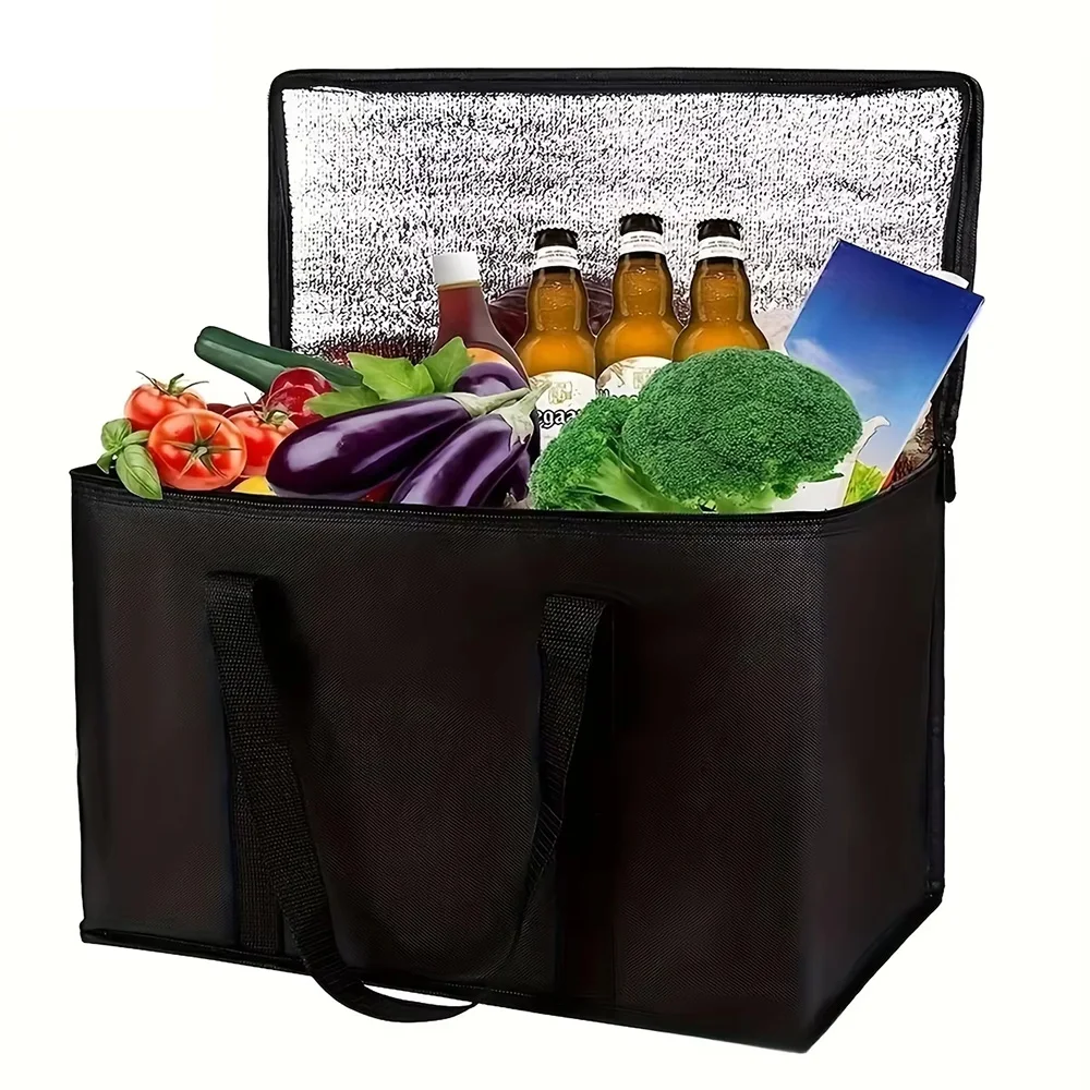 Large Insulated Bag Keep Food Hot & Cold For Hours Storage Cooler Delivery Zipper Thermal Case Outdoor Shopping Camping 1pcs