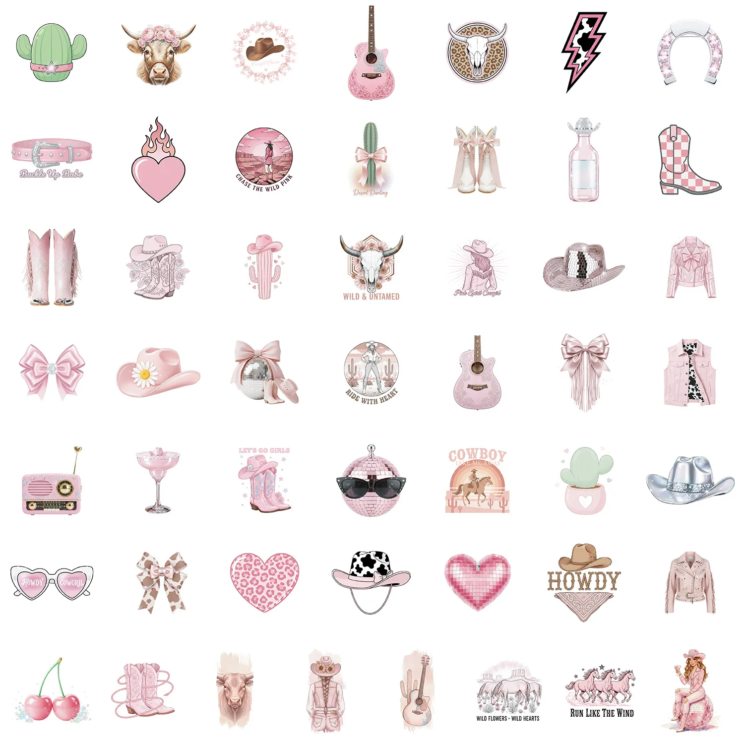 10/50 قطعة لطيف الوردي INS ملصقات الكرتون ديسكو الكتابة على الجدران كاوبوي نمط الديكور DIY بها بنفسك اللعب المحمول الغيتار سيارة دراجة سكيت مائي