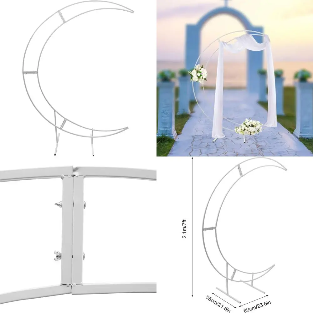 

Crescent Moon Wedding Arch Stand with Curved Flower Balloon Frame: Enchanting Backdrop for Birthdays, Graduations, and Romantic