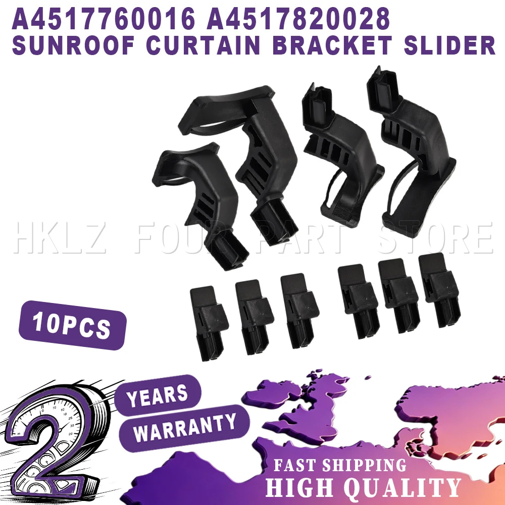 New Easy Installation car accessories For Smart Fortwo A451 Convertible 2006-2015 10 Pcs Sunroof Curtain Bracket Slider Kits