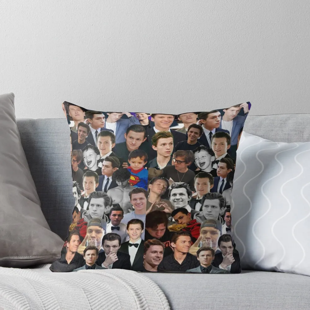 

Tom Holland Photo Collage Throw Pillow Bed pillowcases anime girl Christmas Pillow Covers Cusions Cover pillow
