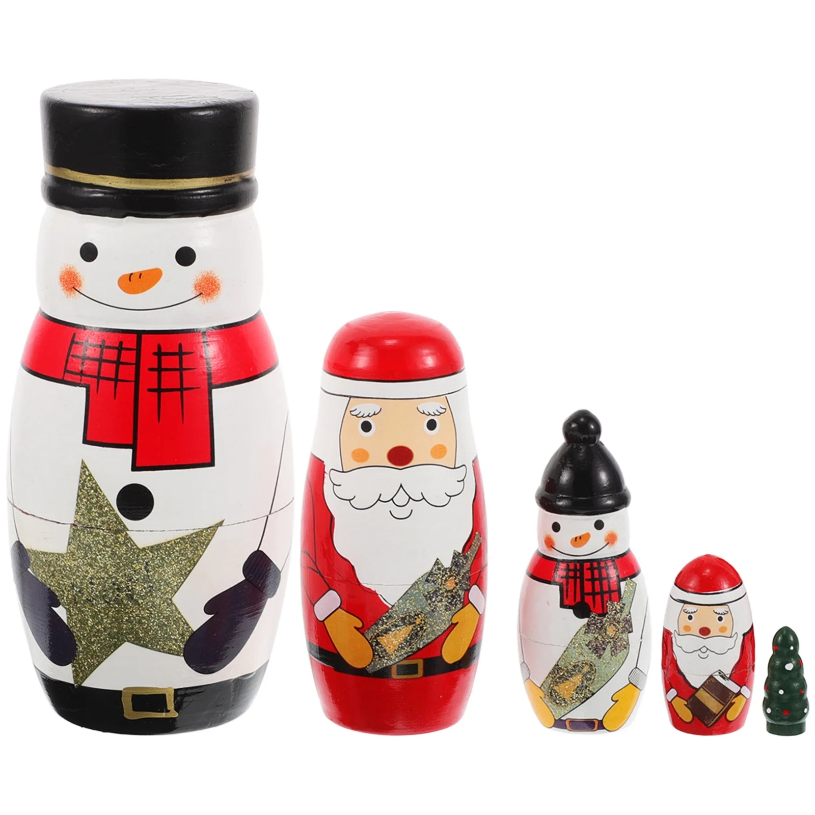 5 تعشيش رجل الثلج الممتاز المرسوم يدويًا، ديكور وتخزين متعدد الوظائف لجميع الأعمار، تعشيش الهدايا الاحتفالية