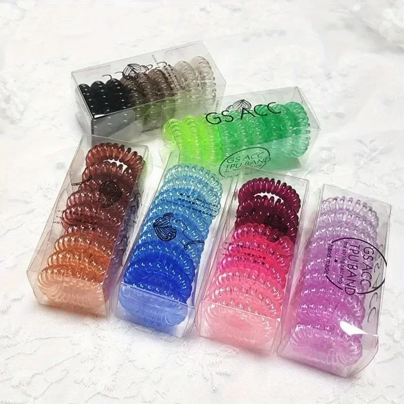 

9pcs Invisible Telephone Coil Hair Tie Set,transparent Spiral Hair Accessory Set, Invisible Fastening for Everyday Hairstyles