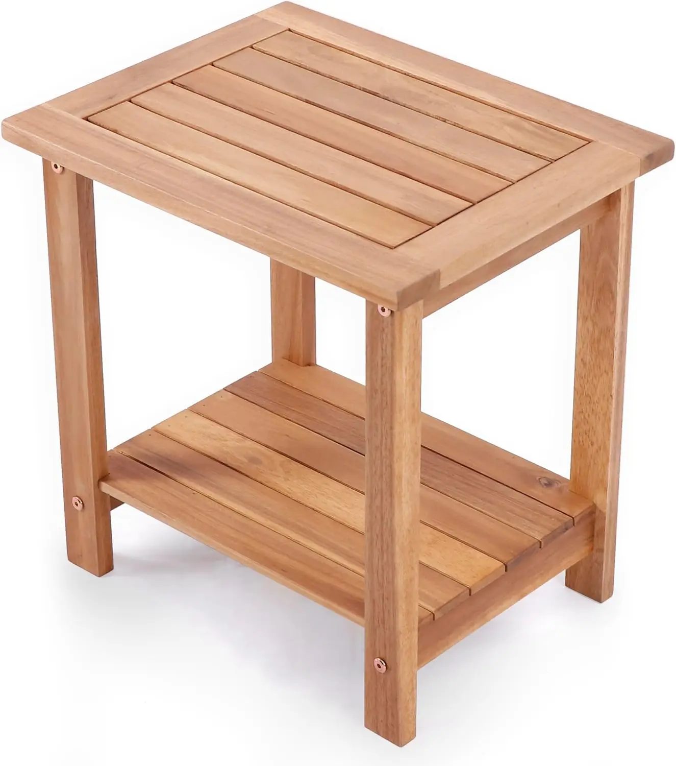 

Double Adirondack Side Table, Weather-Resistant Rectangular Patio & Garden End Table, Natural