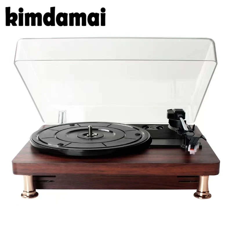 KIMDAMAI Retro Dust-proof Vinyl Record Player Playback Gramophone 33/45/78 Speeds  Bluetooth Phonograph Classical Turntable