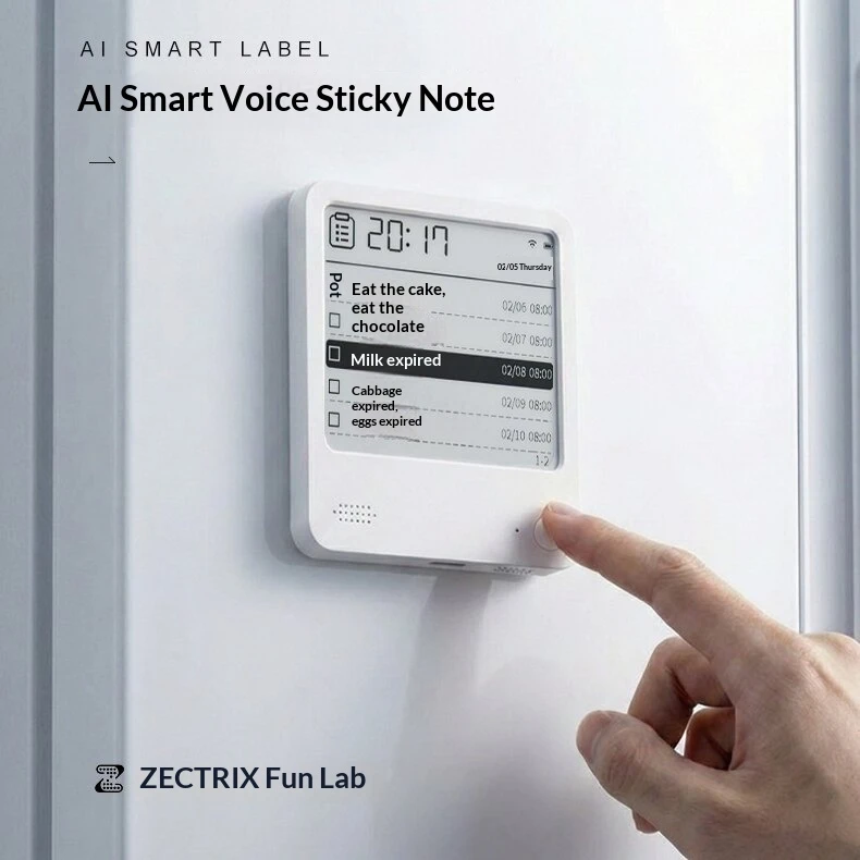Zectrix Note4 AI E-Ink Smart Fridge Magnet Desk Decor AI Voice Interaction Digital Voice Memo Smart Sticky Note 4.2 Inch Paper