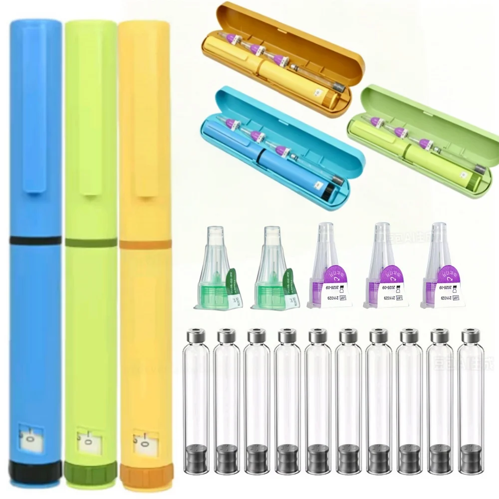 1Set Medical Insulin Injection Pen Magic Pen Tattoo Pen with Disposable 3ml Empty Cassette Bottle Cartridges Kit with Lilly