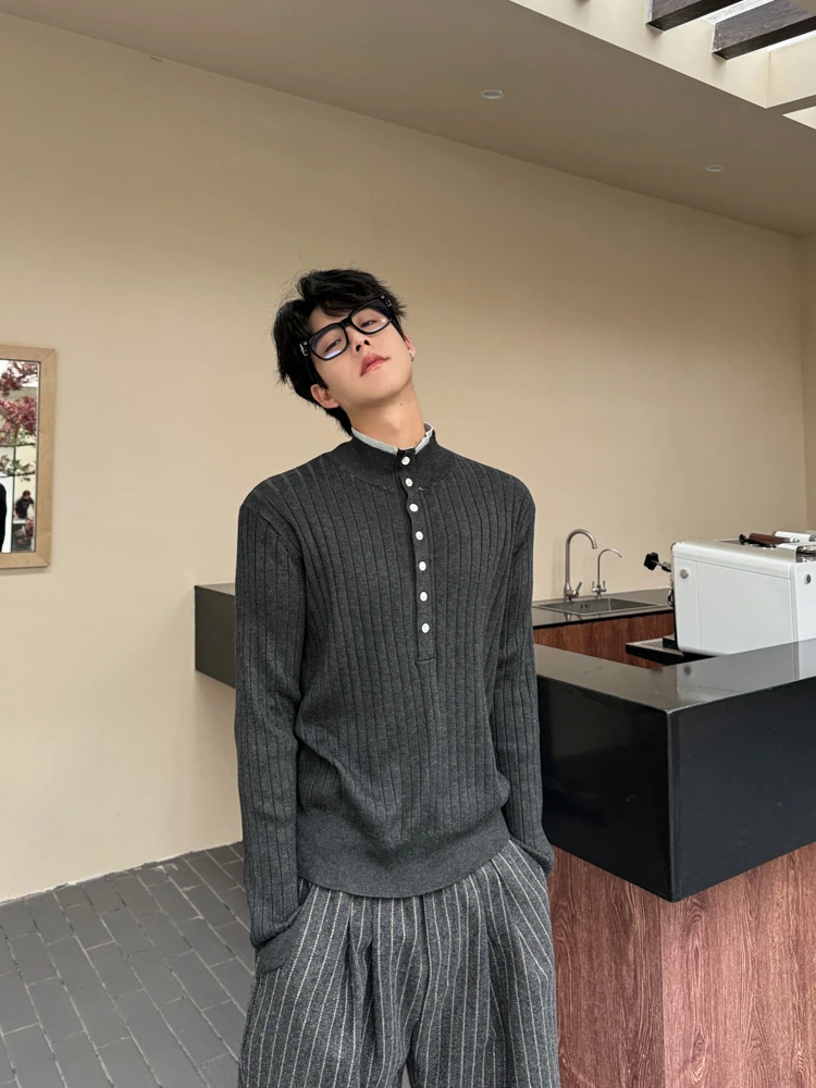 

Men's Slim Fit Knitted Sweater Pure Color Base Layer Casual Versatile Top Faionable Winter Leisure Clothing round Ne Long...