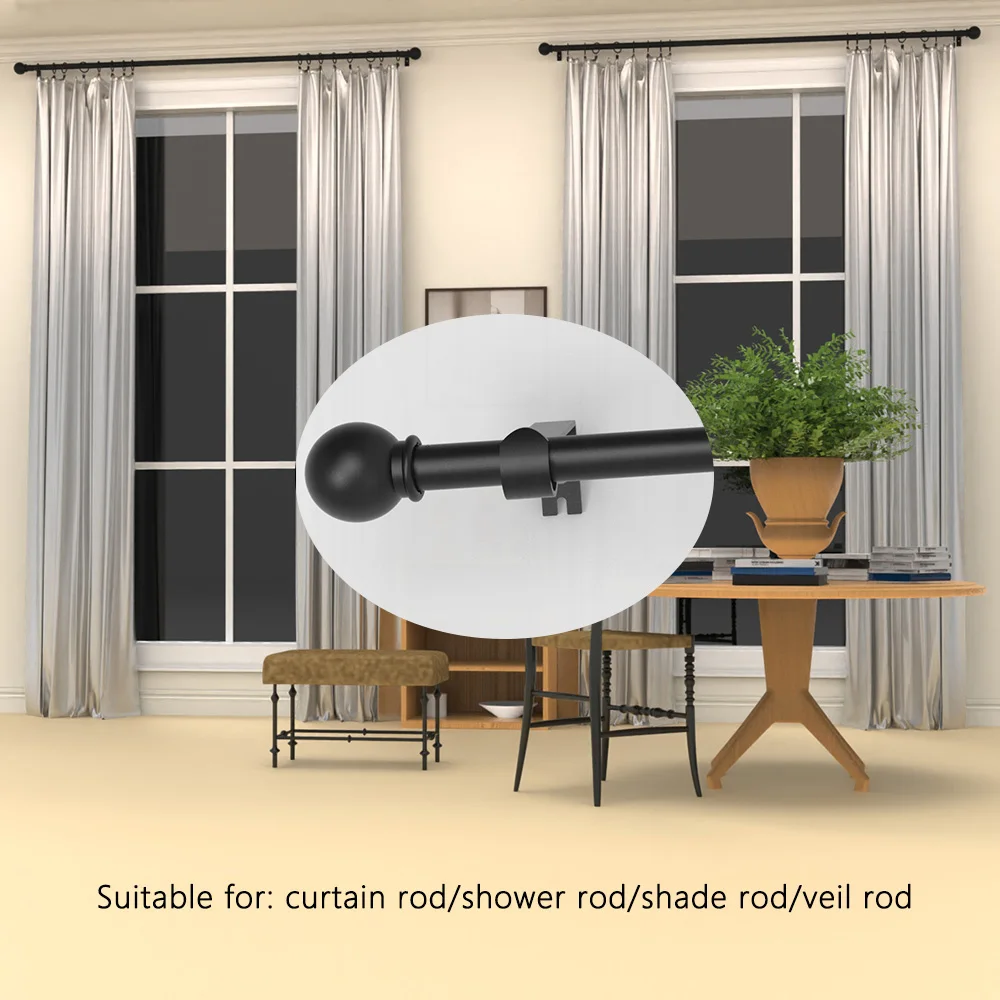 Home Decoration, 0.63 Inch Iron Splicing Curtain Rods/Roman Rods, Classic Curtain Rods with Small Ball Decorative Heads, Length