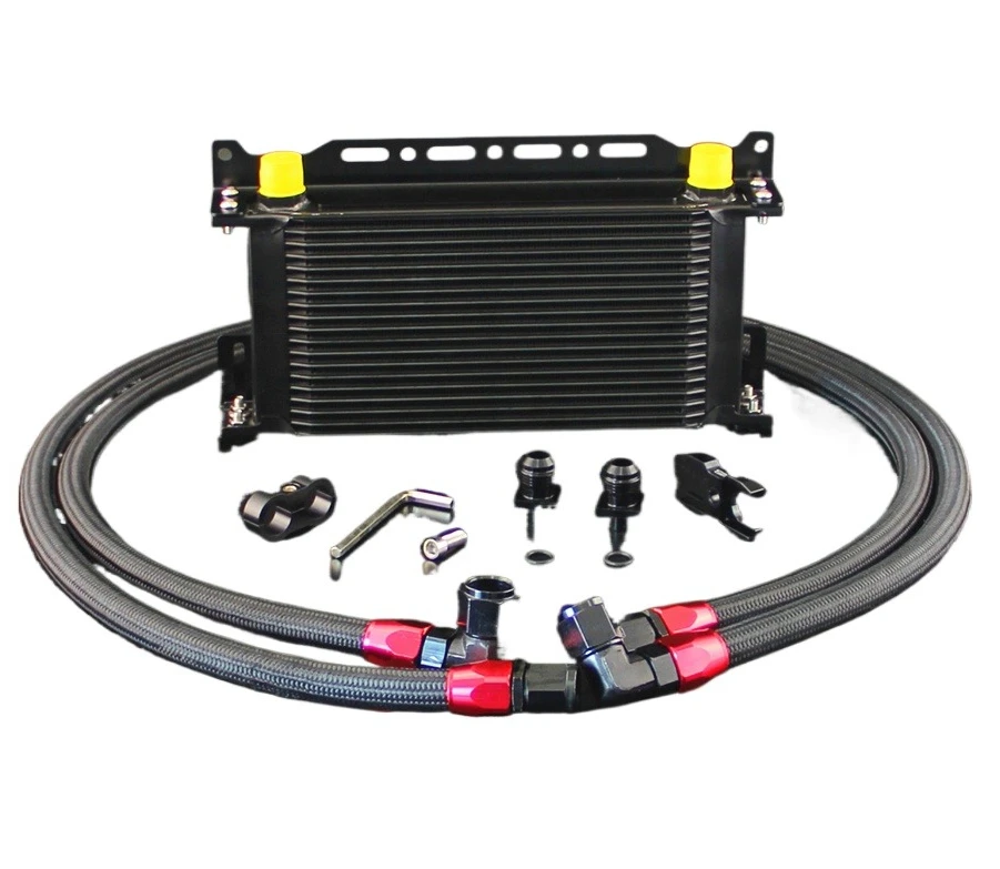 

Durable Aluminum 19 Row Oil Cooler With Bracket Hose Kit Ftis for E36 E46 M3 135 E90 335 640 Black