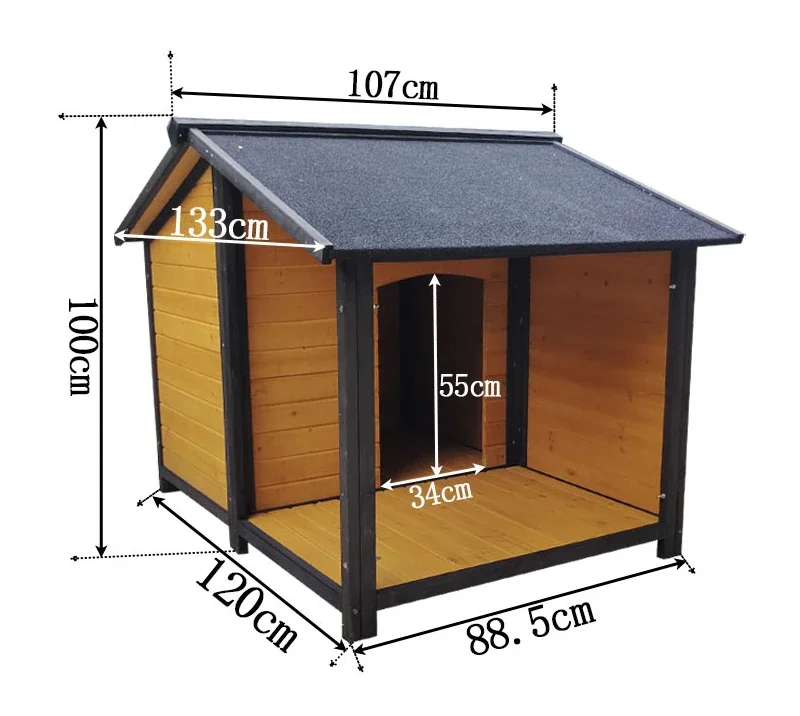 Outdoor rain and sun protection for large and medium-sized dog houses