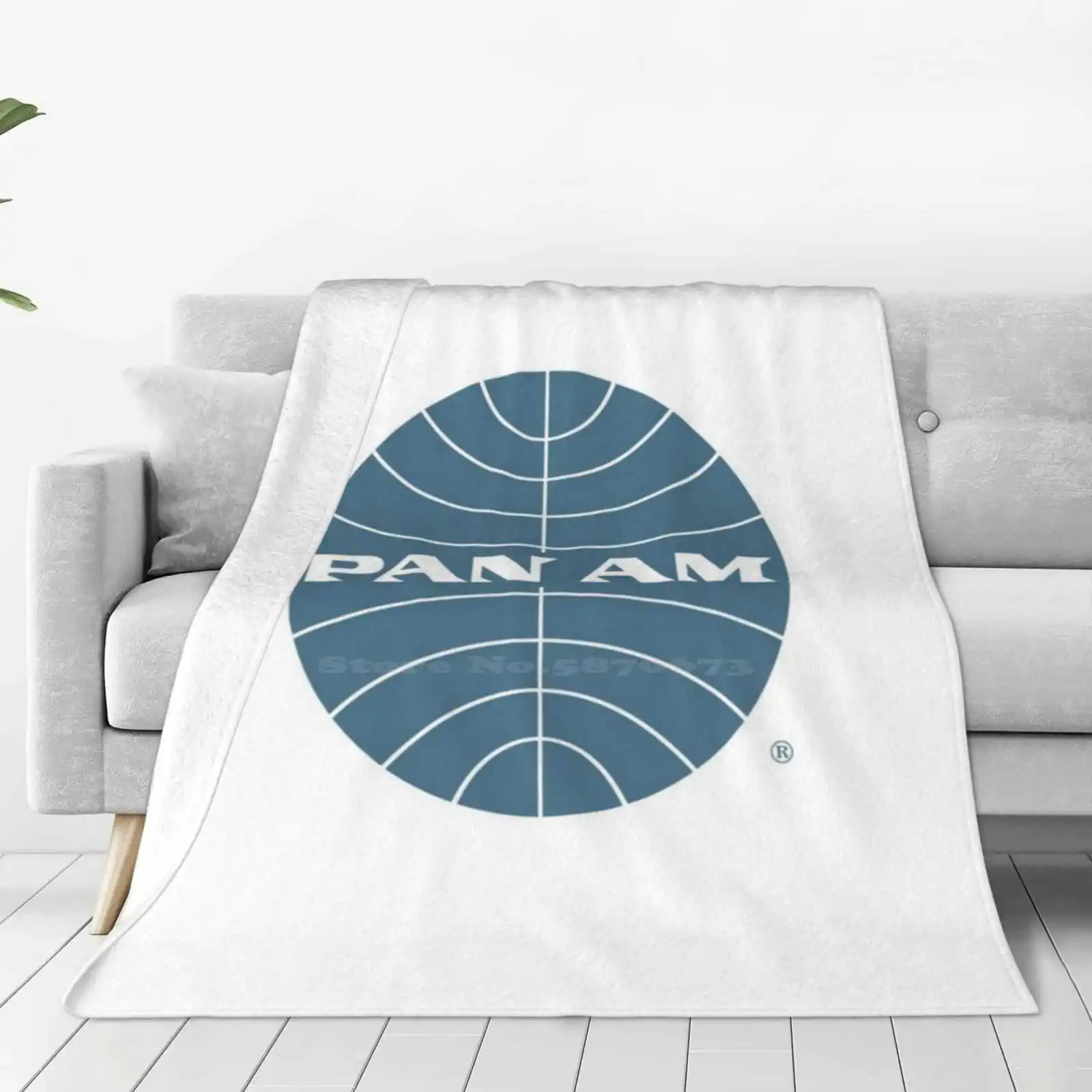 Pan Am Early 1950S Globe Thin Frame Inverted Fashion Soft Warm Flannel Blanket Pawamerch Paa Panam Pan American Airways Pan