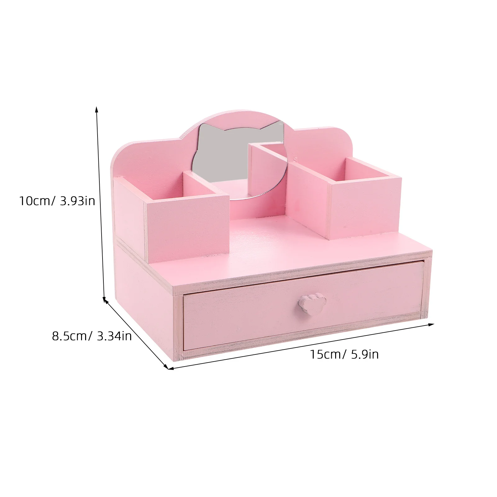 미니어처 인형의 집 화장대 핑크 프린세스 나무 메이크업 드레싱 테이블 조절 가능한 거울 서랍 인형의 집 가구