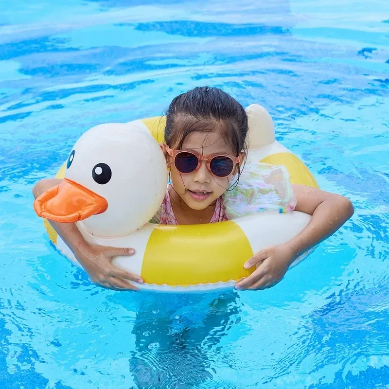 Gestreifte Ente Baby Aufblasbare Spielzeug PVC Cartoon Verdickte Schwimmen Ring Sommer Pool Strand Aufblasbare Schwimmende Wasser Spielzeug