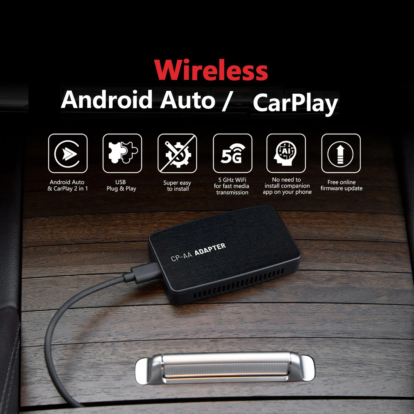 Dongle USB Car Ai Box Wired to Wireless CarPlay Android Auto for Modify Android Car Services IOS Auto Connect Mirrorlink