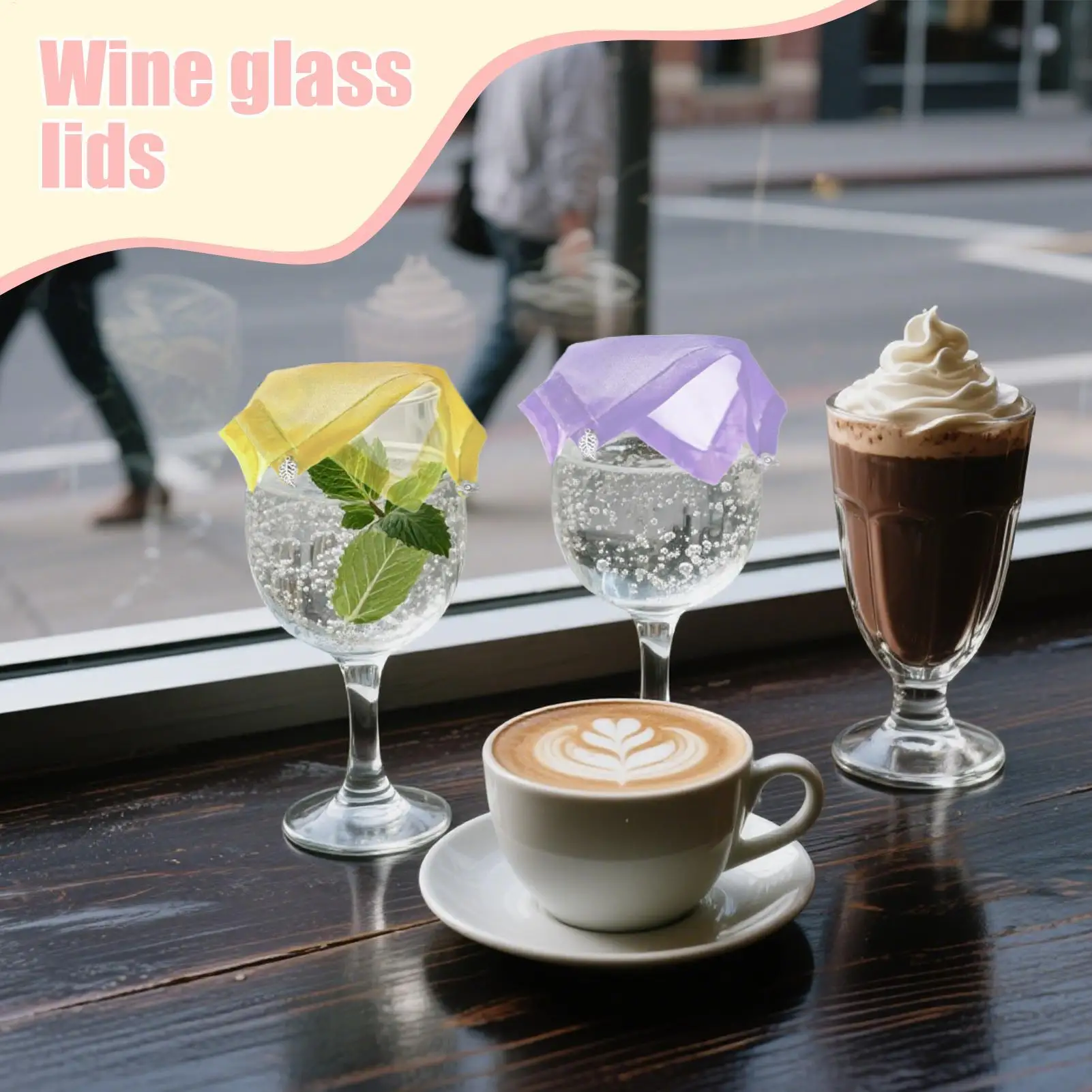 4 Pieces Breathable Mesh Fabric Weighted Wine Covers Breathable Screen Lid Top Outdoor Wine Cup Lids To Prevent Insect