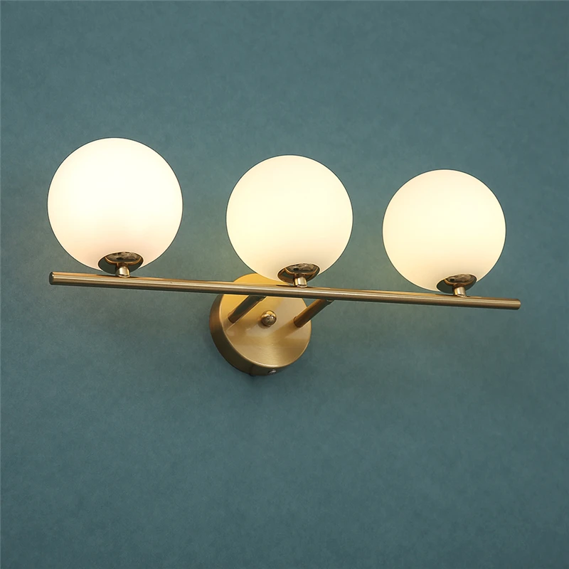 

Cross border Amazon mirror headlights, American round glass wall lights, bedroom, bathroom, bathroom, dual head, triple head