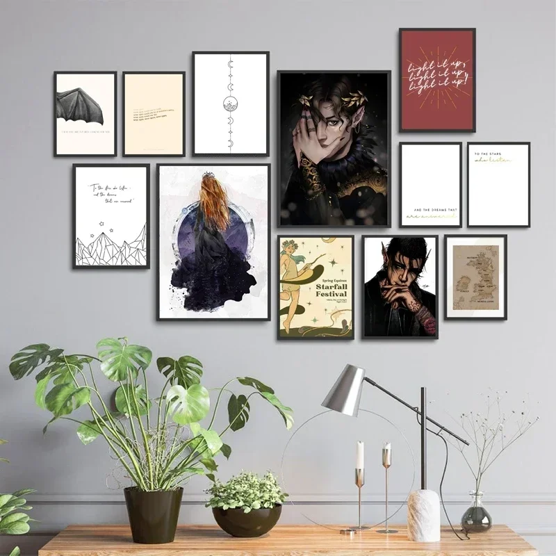 Feyre Archeron طباعة المحكمة الليلية سيدة عالية سارة J Maas ديكور المنزل جدار الفنون غرفة نوم غرفة المعيشة قماش اللوحة #2