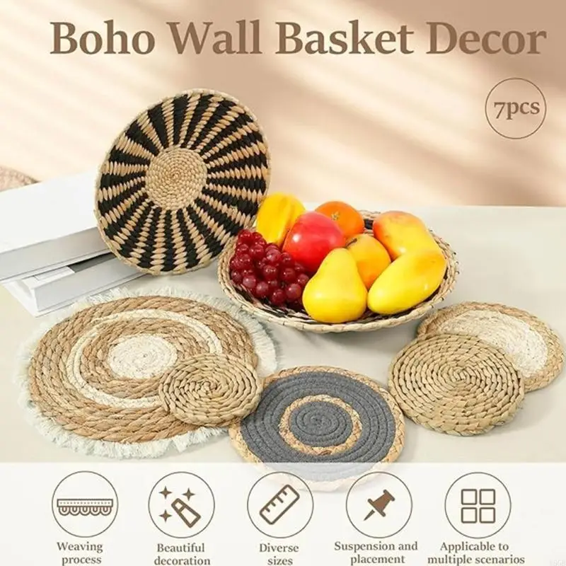 Adjustable Woven Wall Basket For Living Room Flexible Wall Hanging Design Handmade Natural Rattan Round Wall Art Y5GB