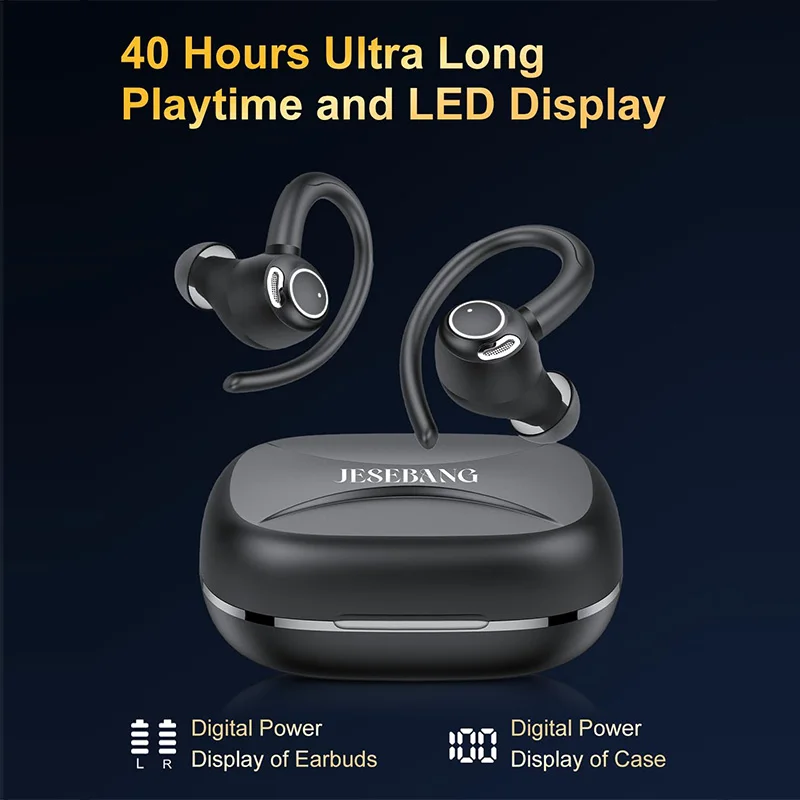 YT18 Wireless Sport Earbuds, 48H Battery, Hi-Fi Sound with Deep Bass, IP7 Waterproof for Running/Gym