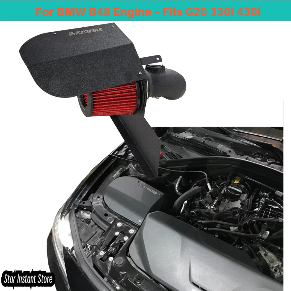 

Performance Cold Air Intake Kit for BMW B48 Engine - Fits G20 330i 430i w/ Silicone Hoses & Aluminum Pipes