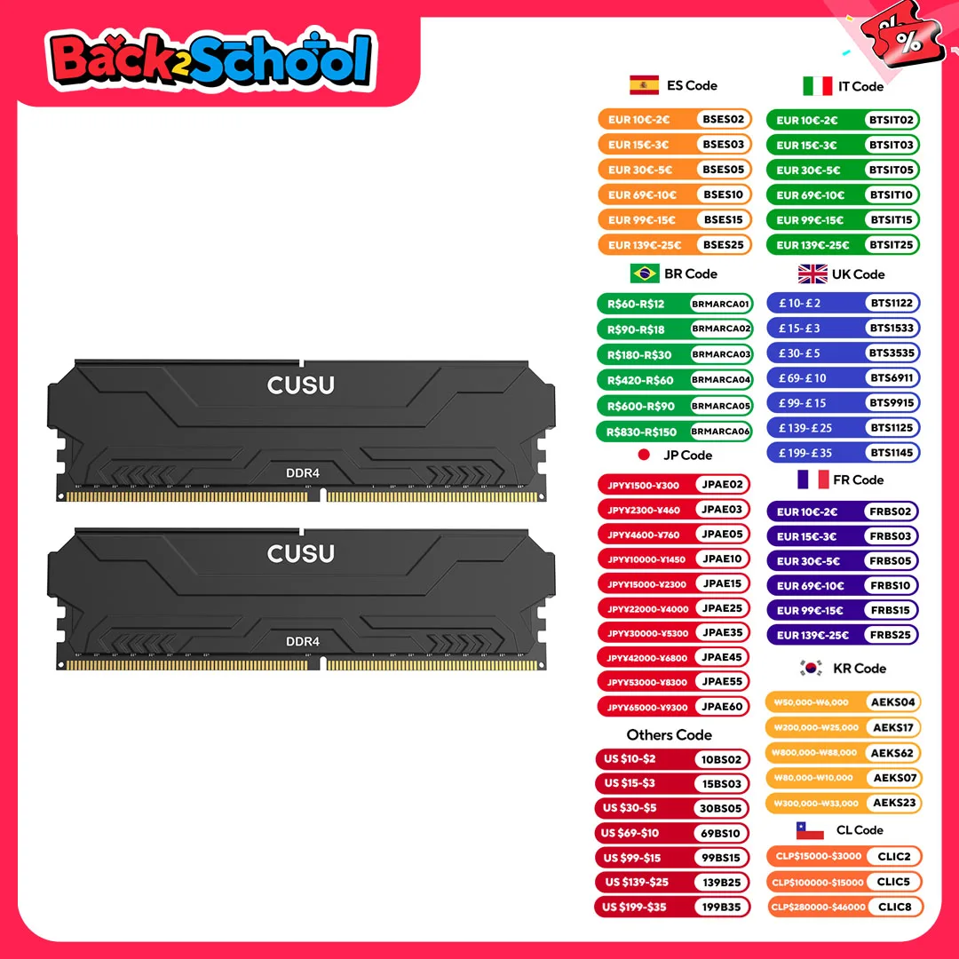 

CUSU DDR4 Ram Memory 8GB 16GB 3200MHz 3600MHz 288pin UDimm 1.35V Ram DDR4 Desktop Memoria