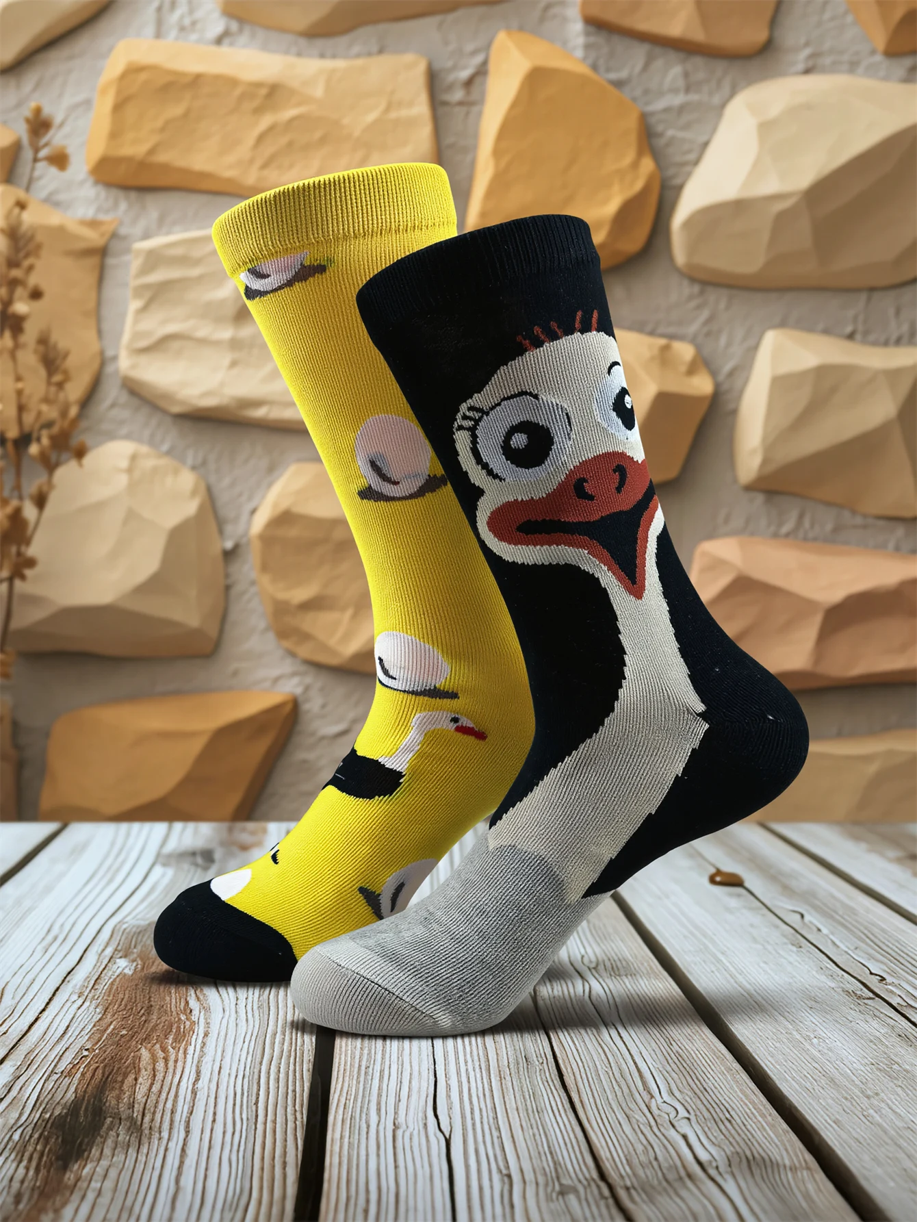1 Pairs AB Style Animal Print Men's Skateboard Cotton Socks Novelty Cute Ducks Pattern Soft Casual Mid Sock Men For All Seasons