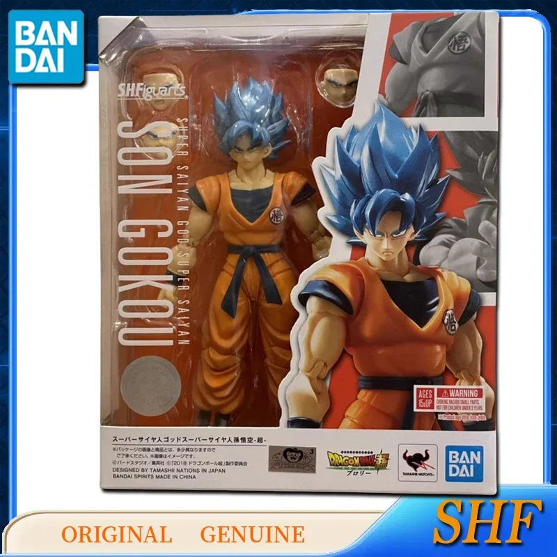 Bandai Dragon Ball Anime Originele Shf Super Saiyan God Super Saiyan Son Gokou Actie Figuur Speelgoed Voor Kinderen Cadeau Model Ornamenten