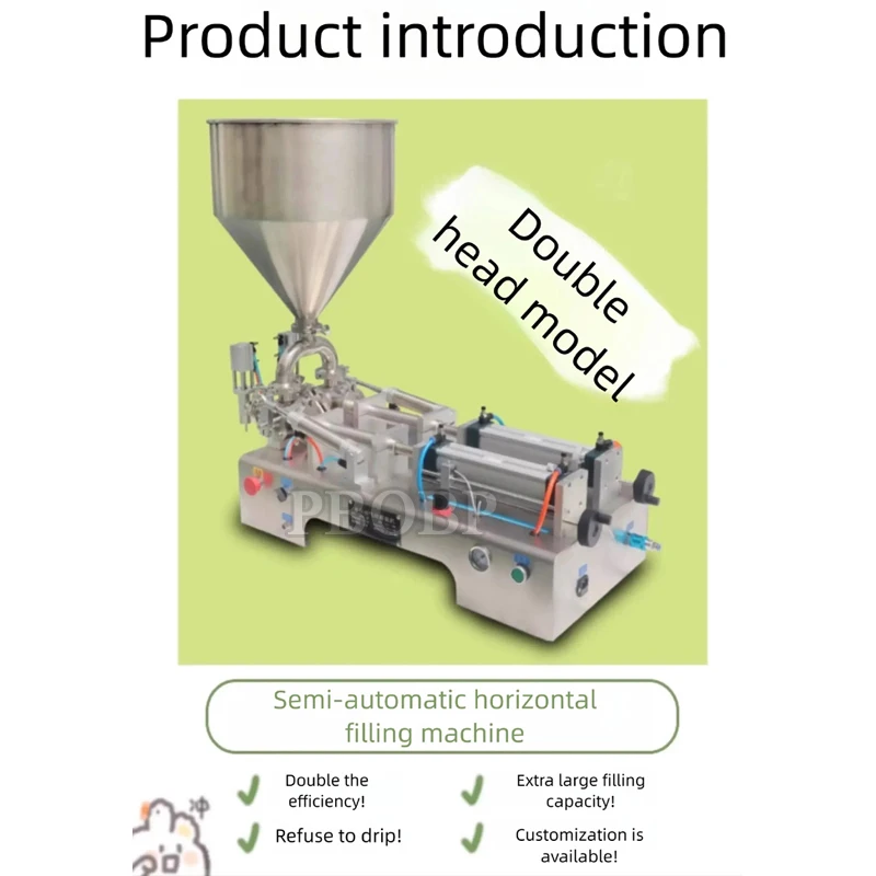 Double Heads Pneumatic Honey Paste Cream Ketchup Ointment Viscous Liquid Filling Machine Bottle Filler