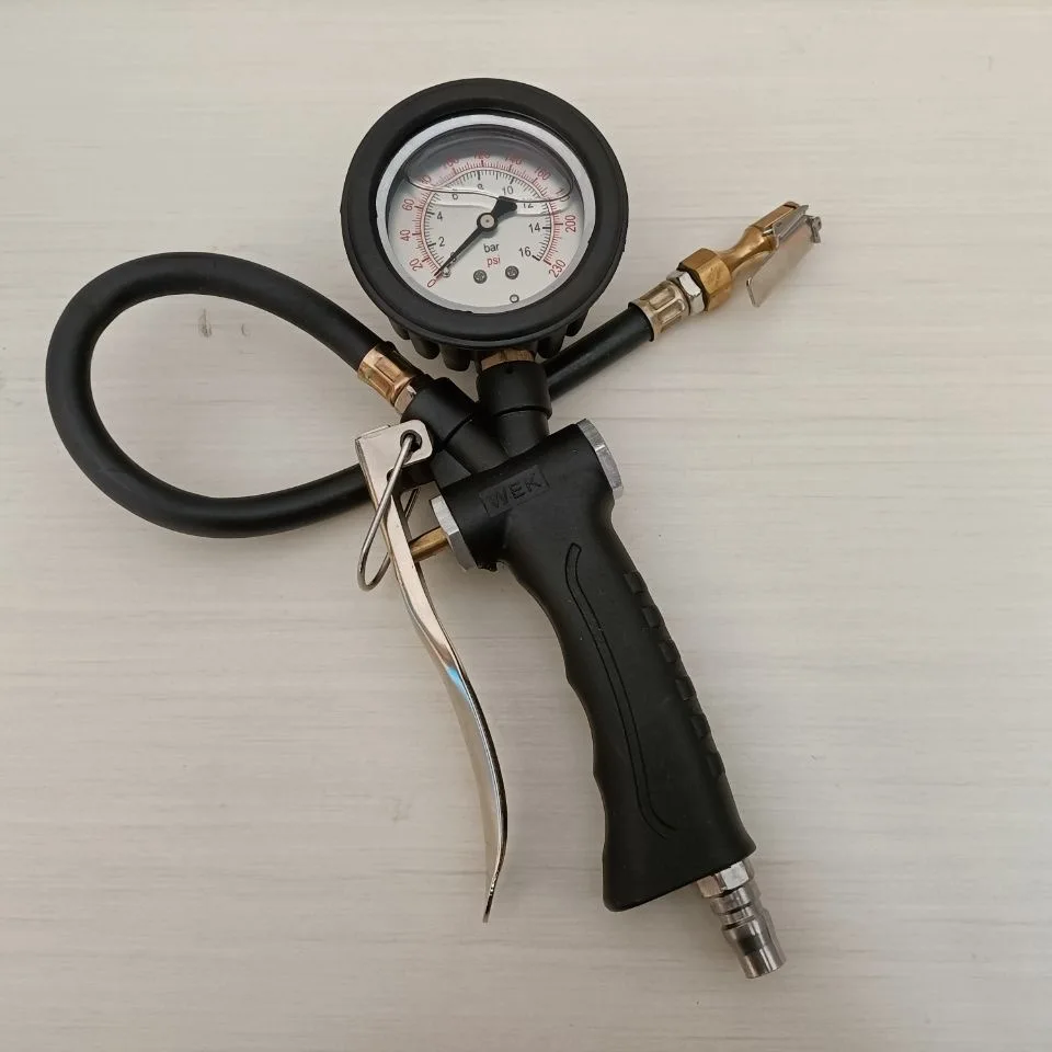 High precision tire pressure gauge, inflatable car tire pressure monitoring device, oil immersed tire pressure gauge, and gas in