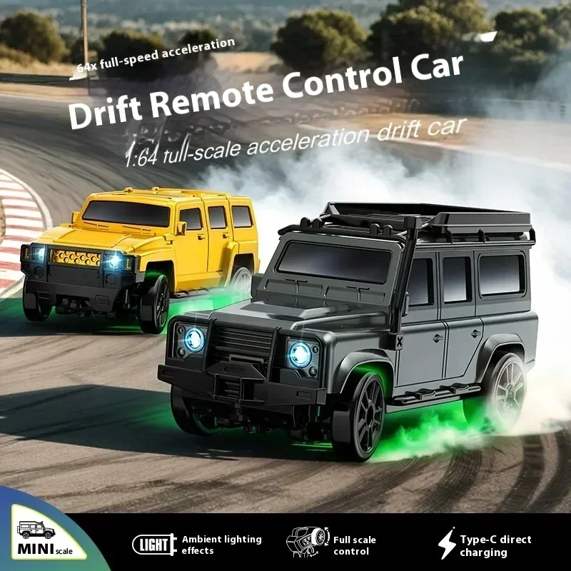 1/64 4Wd Rc Drifting Car Desktop Mini Remote Control Racing Vehicle Light Full-Scale Simulated Model Toys Children Boys Gift