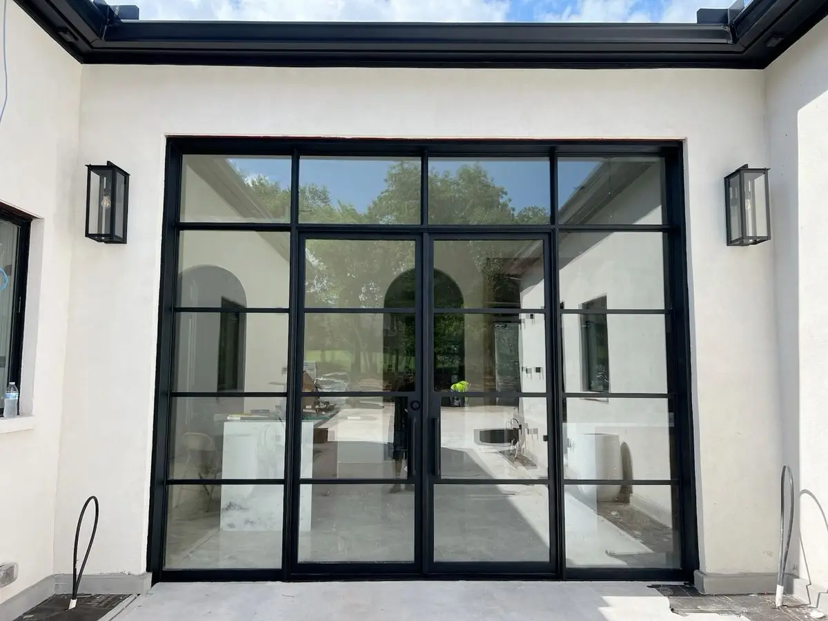 Windproof Exterior Thermal Break Double Door Swing Hinged Swing Glass Doors Residence Aluminum Frame Casement French Doors
