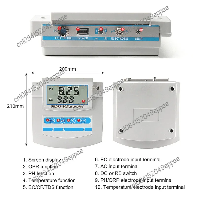 

6 In 1 Water Quality Monitor PH ORP TDS EC CF Temperature Benchtop Tester Meter for Swimming Pool, Aquarium, Laboratory PHS-26C