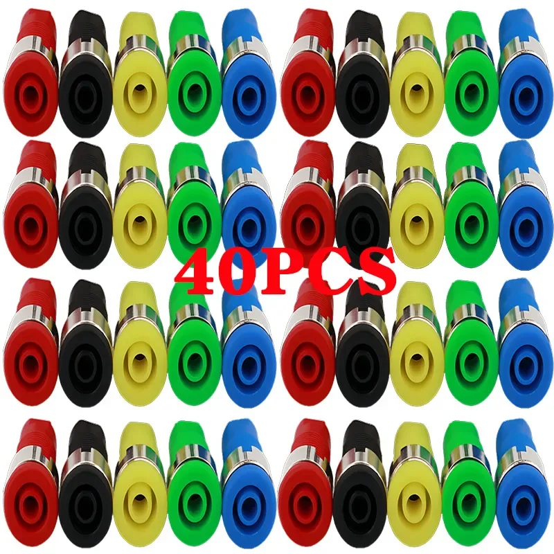40PCS 4mm Banana Plug Socket 32A 5 Colors Female Jack, High Current Panel Mount Binding Post Connector for PCB/Arduino Wiring