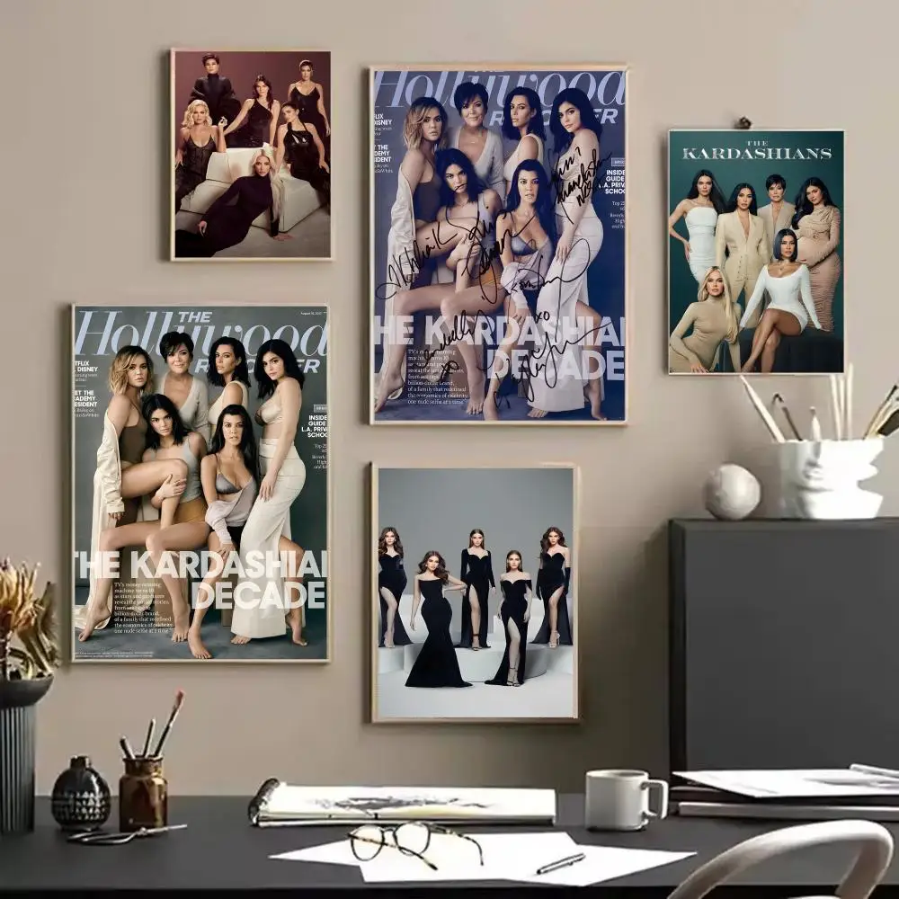 Kim K-Kardashian family Poster Stickers HD Waterproof Painting Wall Art for Bedroom Living Room Home Decor Decoration Gift