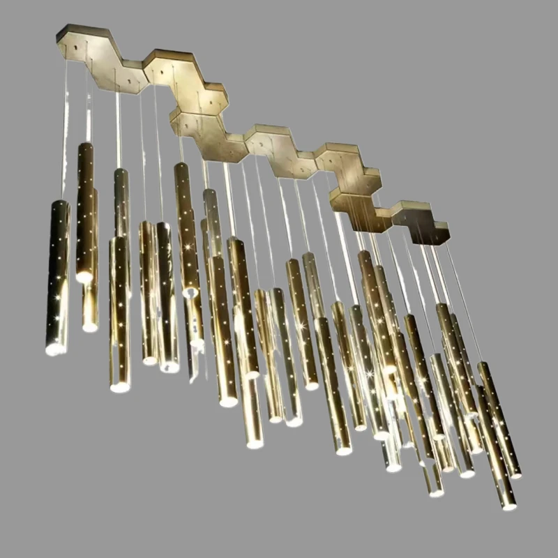 

American Silver Long tubes designer Chandelier ceiling lustre Light-emitting diode LED dimmable for Bedroom Home interior light