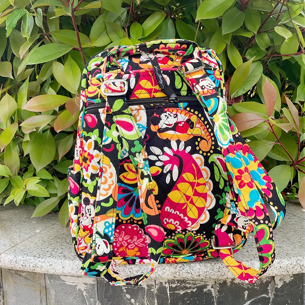 VB limited edition floral double shoulder backpack, pure cotton backpack, travel backpack