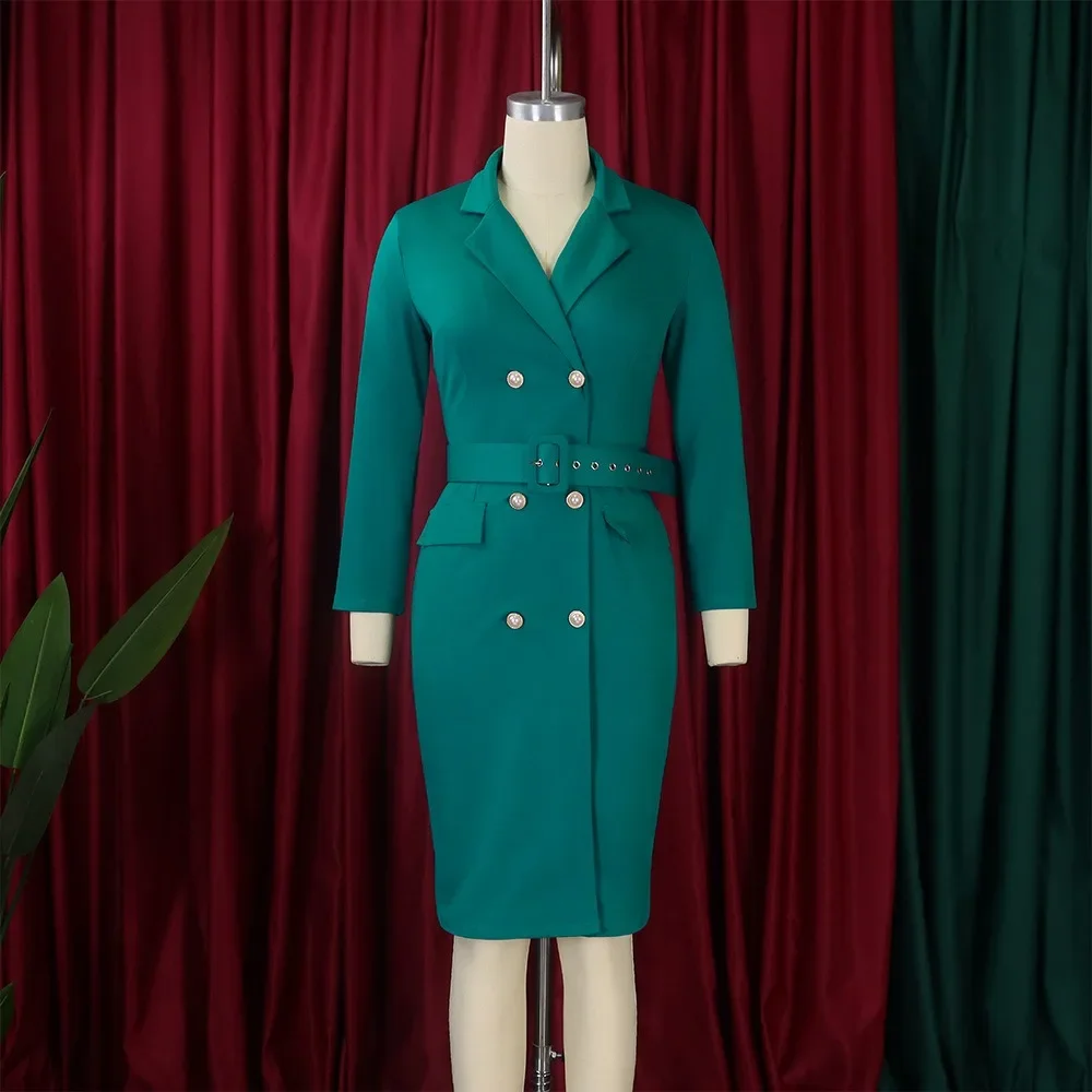 2024 nuevo estilo temperamento viaje OL África elegante trabajo ceñido al cuerpo vestido de mujer manga lápiz fiesta vestido Midi con cinturón