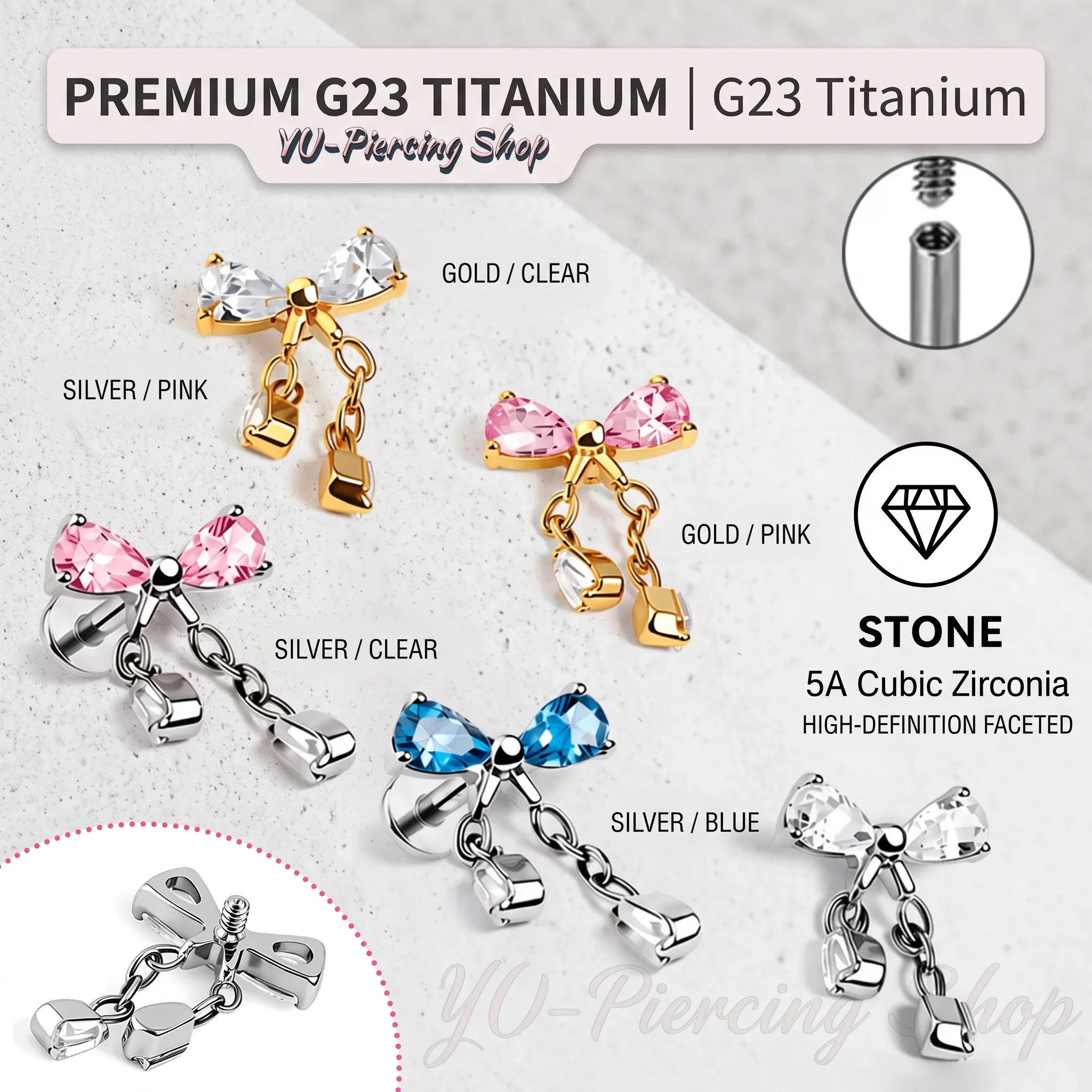 Zoor Body Jewelry - Piercing Labret en Titane ASTM F136