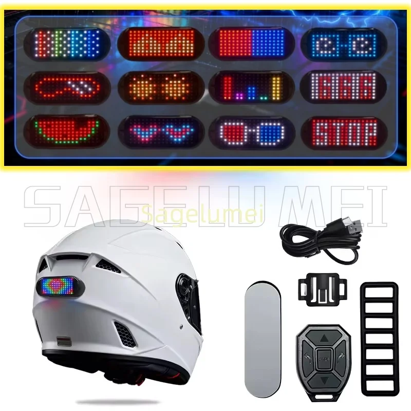 Led Helmet Display Motorcycle Helmet Warning Light Night Riding Helmet Taillight Warning Taillight for Bicycle Scooter screen